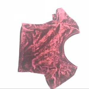 Velvet maroon  short sleeve crop top